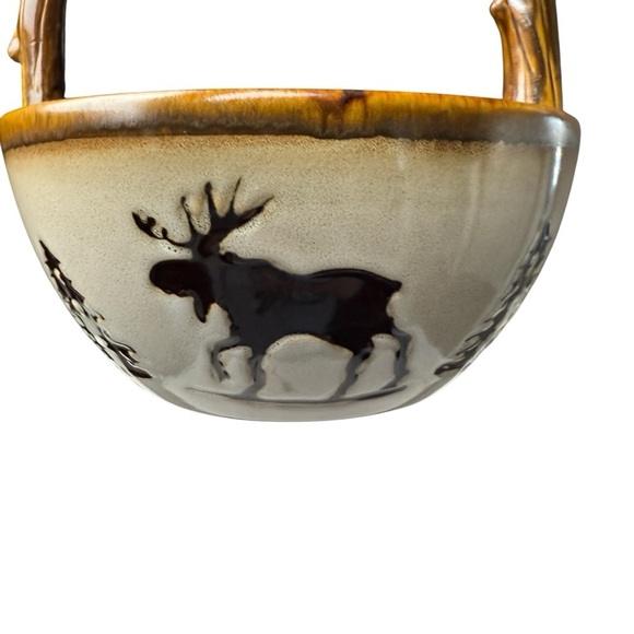 Home Studio Woodland Pottery Stoneware Basket with Handle Discontinued Cabincore - Picture 7 of 10